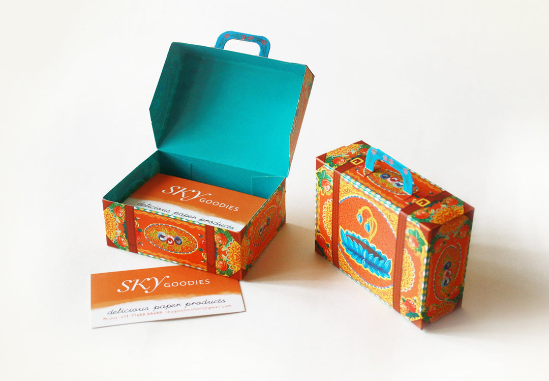 Colourful Orange Mini Suitcase Box DIY Paper Craft Kit